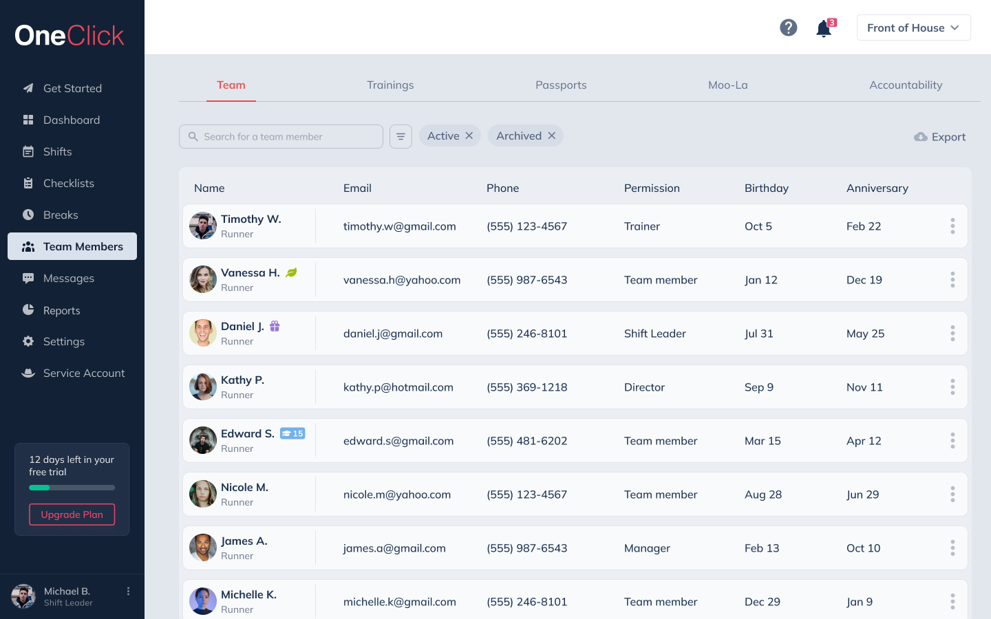 OneClick team management after redesign