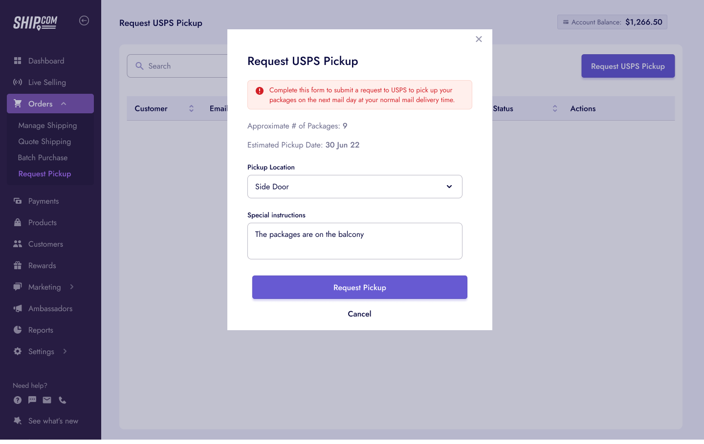 Ship.com delivery settings after redesign