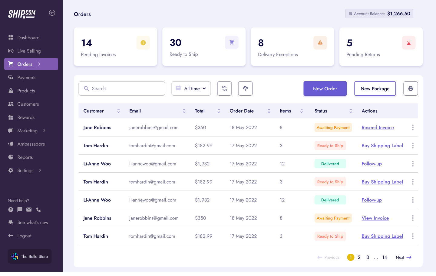 Ship.com orders after redesign